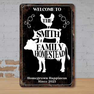 Personalised Homestead Faux Rusted Vintage Style Metal Sign