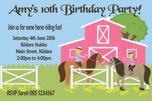 Personalised Horse Riding Theme Invitations