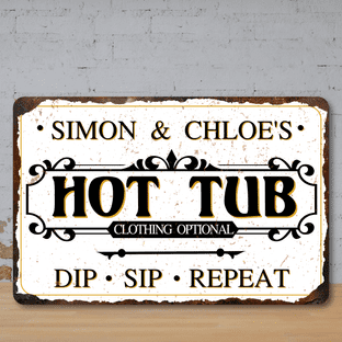 Personalised Hot Tub Faux Rusted Vintage Style Metal Sign