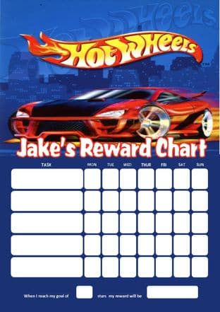 Personalised Hotwheels Reward Chart (adding photo option available)