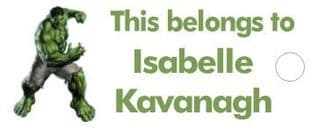 Personalised Hulk Keyring School Bag Name Tag