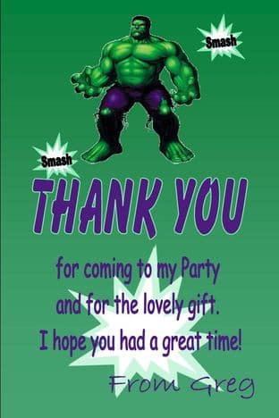 Personalised Hulk Thank You Cards