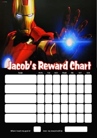 Personalised Iron Man Reward Chart (adding photo option available)