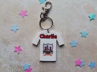 Personalised Jersey Keyring School Bag Name Tag