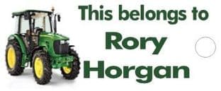 Personalised John Deere Tractor Keyring School Bag Name Tag