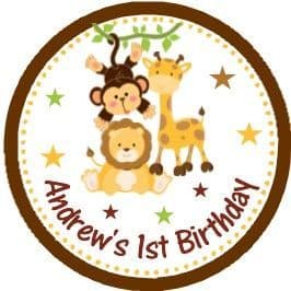 Personalised Jungle Animals Party Stickers Design 1