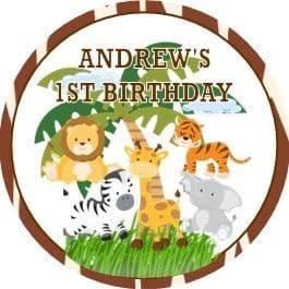 Personalised Jungle Animals Party Stickers Design 2