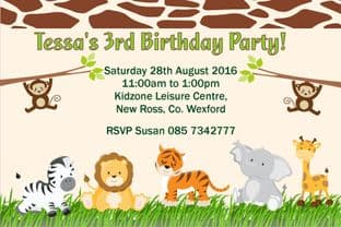 Personalised Jungle Theme Invitations