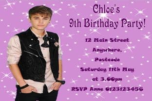 Personalised Justin Bieber Invitations