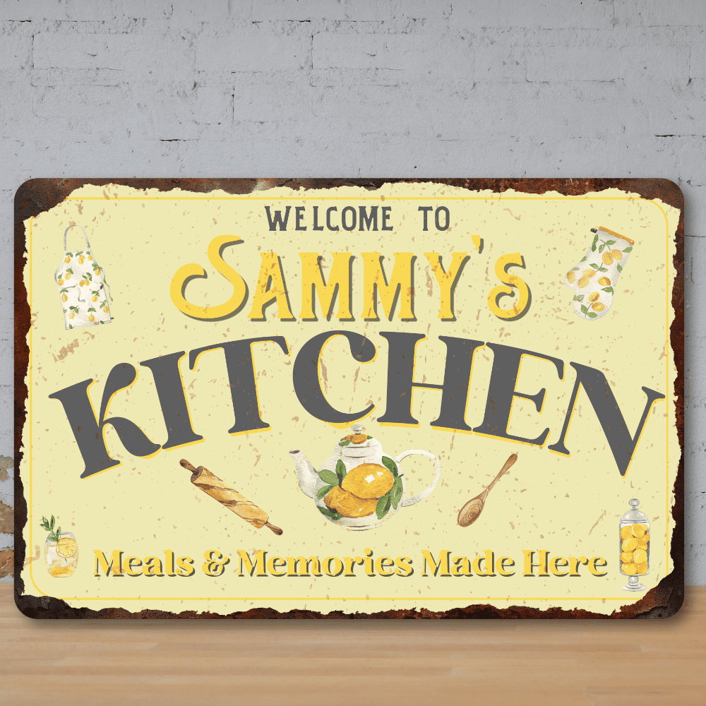 Personalised Kitchen Faux Rusted Vintage Style Metal Sign 2