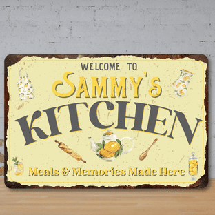 Personalised Kitchen Faux Rusted Vintage Style Metal Sign 2