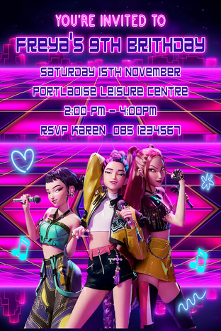 Personalised KPop Demon Hunters Invitations