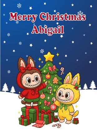 Personalised Labubu Christmas Card Design 1