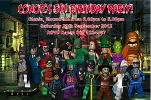 Personalised Lego Batman Invitations