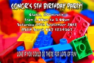 Personalised Lego Theme Invitation