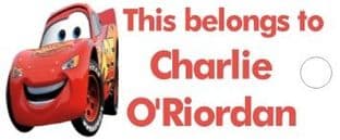 Personalised Lightening McQueen Keyring School Bag Name Tag