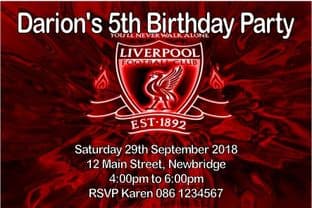 Personalised Liverpool Invitations