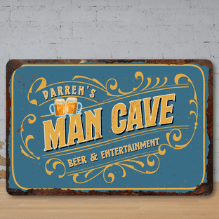 Personalised Man Cave Faux Rusted Vintage Style Metal Sign