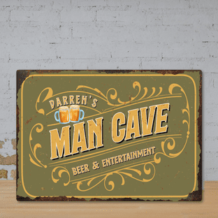 Personalised Man Cave Faux Rusted Vintage Style Metal Sign 2