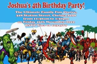Personalised Marvel Superhero Invitations
