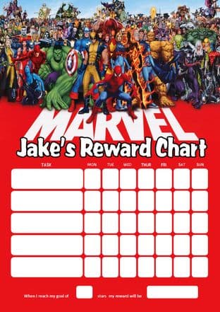 Personalised Marvel Superheroes Reward Chart (adding photo option available)