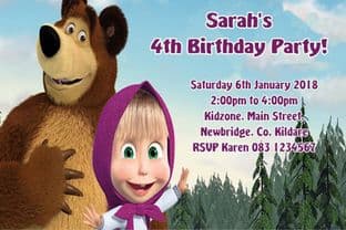 Personalised Masha & the Bear Invitations