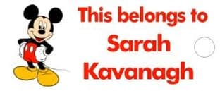 Personalised Mickey Mouse Keyring School Bag Name Tag