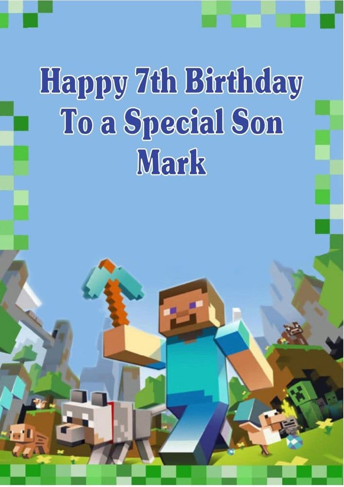 Minecraft Card Design Personalised Minecraft Birthday Card Design 2