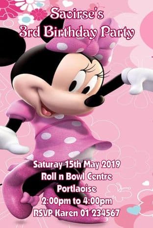 Personalised Minnie Mouse Invitations
