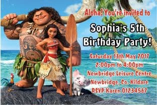 Personalised Moana Invitations