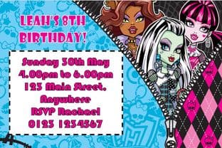 Personalised Monster High Invitations Design 2
