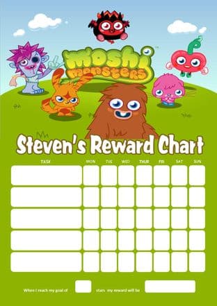 Personalised Moshi Monsters Reward Chart (adding photo option available)