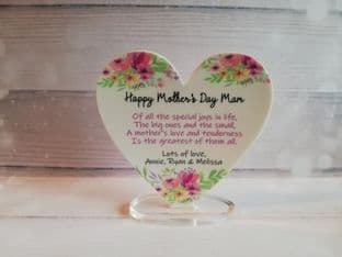 Personalised Mother's Day Acrylic Heart Mother/Grandmother Poem Gift