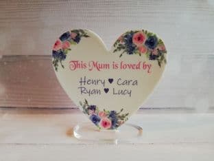 Personalised Mother's Day Acrylic Standing Heart Plaque