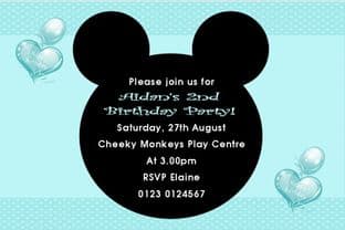 Personalised Mouse Ears Invitation Boy