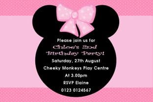 Personalised Mouse Ears Invitation Girl