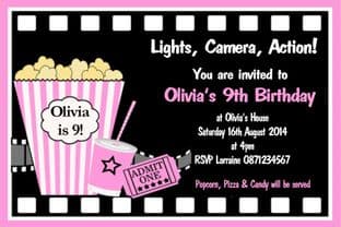 Personalised Movie Theme Invitations
