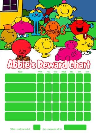 Personalised Mr Men Reward Chart (adding photo option available)