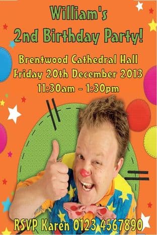 Personalised Mr Tumble Invitations Design 1