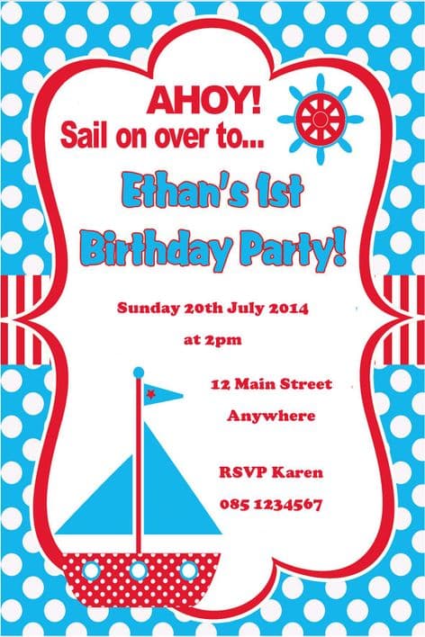 Personalised Nautical Theme Invitation Design 1