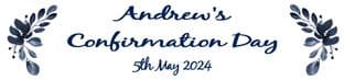 Personalised Navy Leaves Confirmation Banner