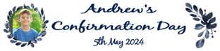 Personalised Navy Leaves Photo Confirmation Banner