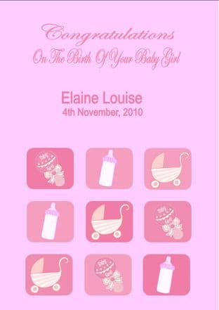 Personalised New Baby Girl Card Design 2