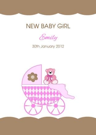 Personalised New Baby Girl Card Design 4
