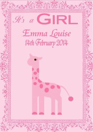 Personalised New Baby Girl Card Design 6