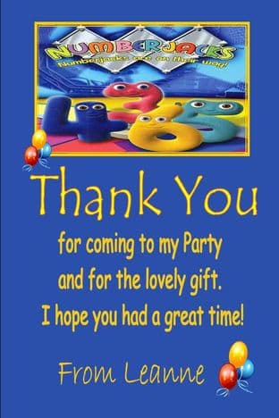 Personalised Numberjacks Thank You Cards