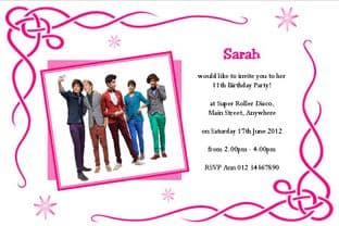 Personalised One Direction Invitations Design 1