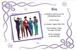 Personalised One Direction Invitations Design 2