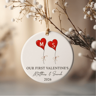 Personalised Our First Valentine's Circle Acrylic Ornament