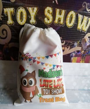 Personalised Owl Late Late Toy Show Drawstring Treat Bag